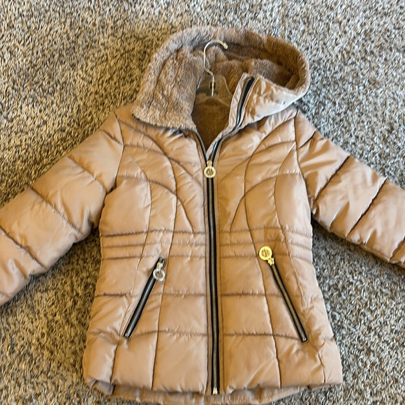 DKNY Taupe Fleece-Lined Jacket Hooded Puffer Jacket winter jacket Size - Picture 5 of 16